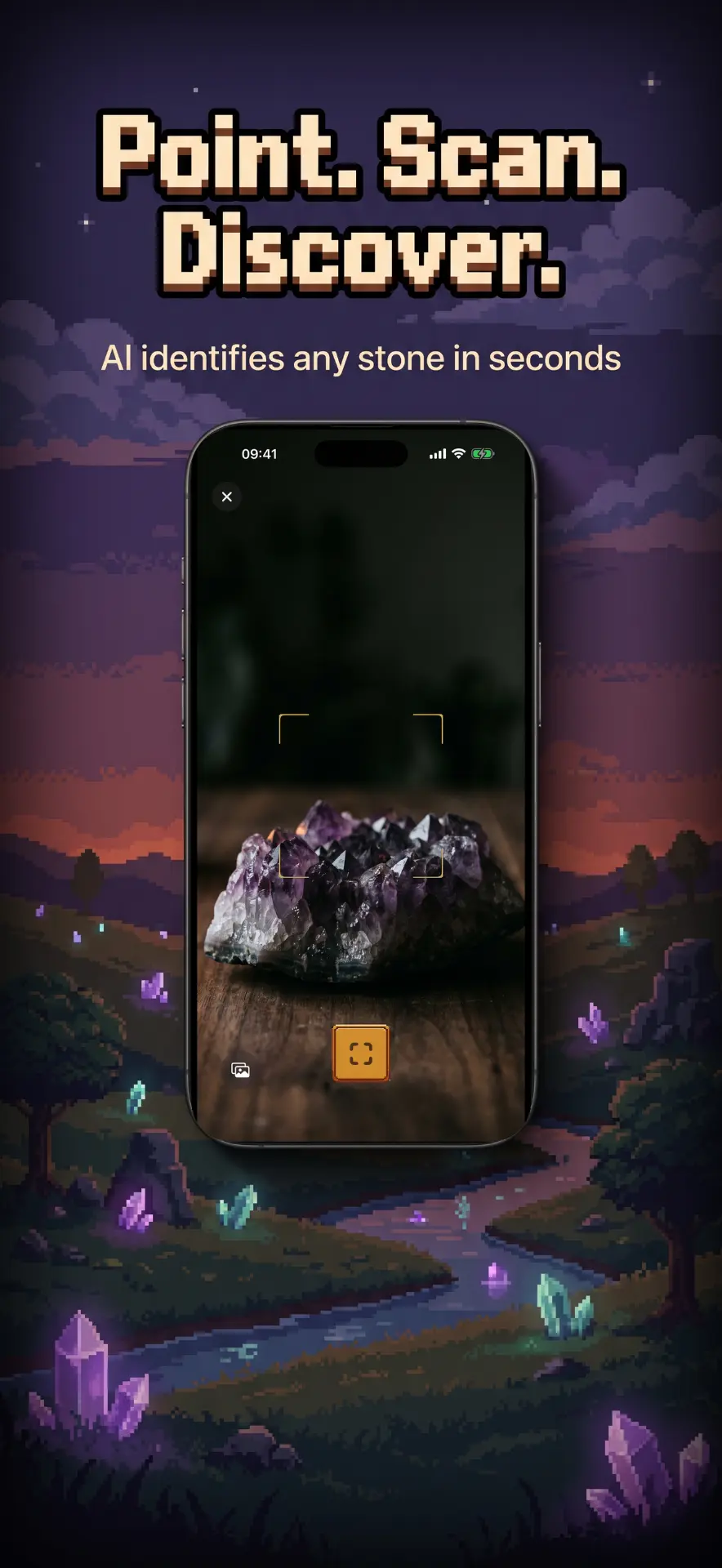 Scanning an amethyst cluster with the Crystal ID camera